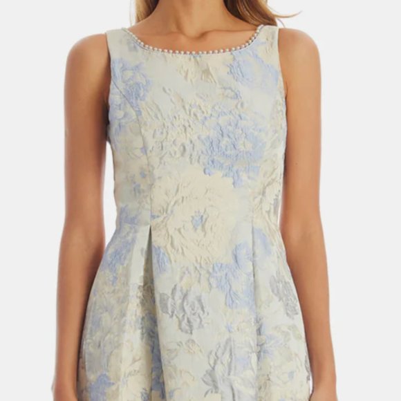 ADRIANNA PAPELL Floral Jacquard Fit And Flare Dress - Picture 7 of 10